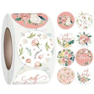 (57) Business or Personal Thank You Stickers - Pink Florals, 500 in a Roll